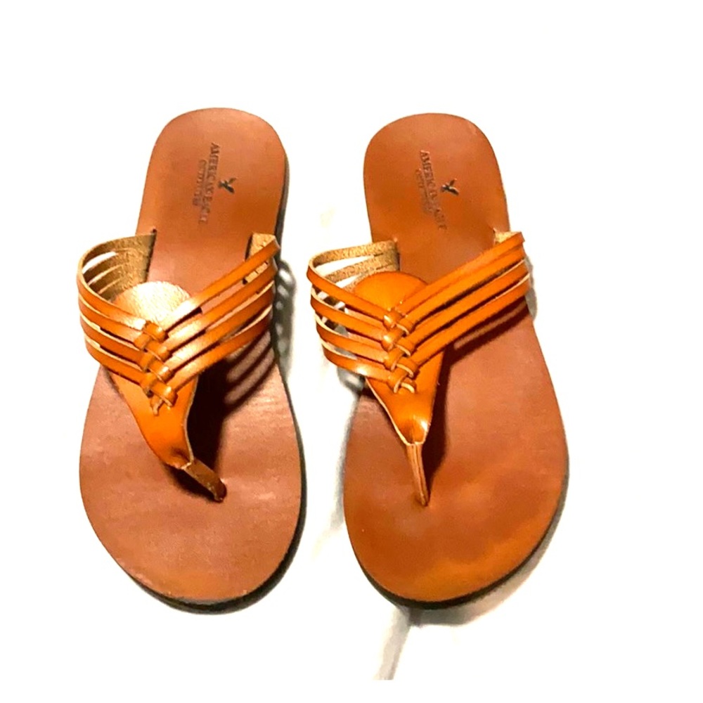 American Eagle leather flip flops